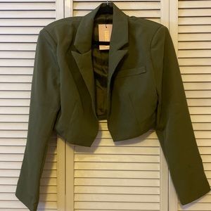 Missguided cropped blazer in Dark Green size 4
